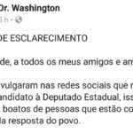 Em nota Dr. Washington desmente boato e confirma sua pré-candidatura à deputado estadual