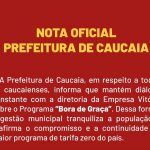 Prefeitura de Caucaia emite nota sobre a paralisação do programa Bora de Graça